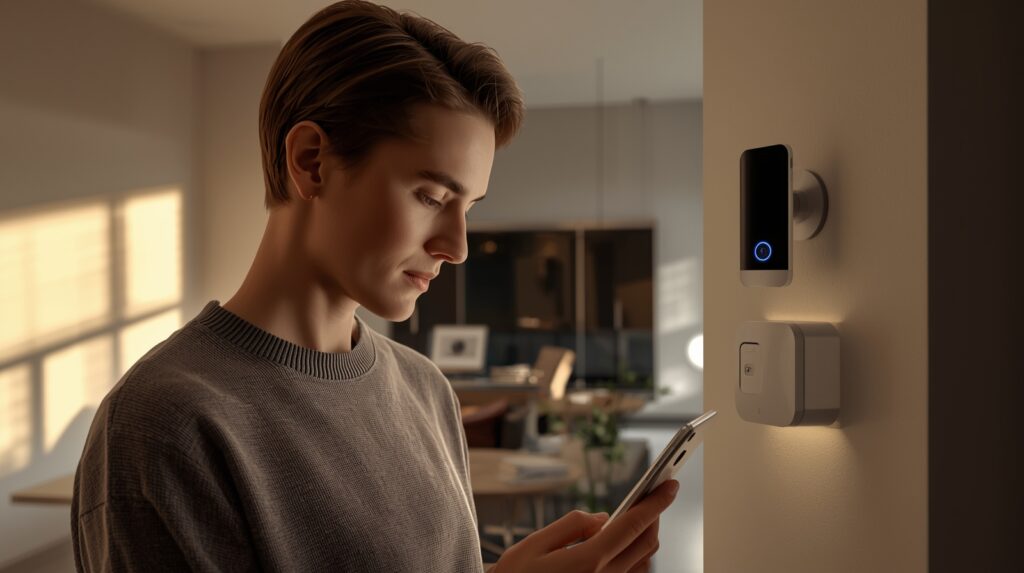 User setting up smart home devices with hub and smartphone in modern living room 2025